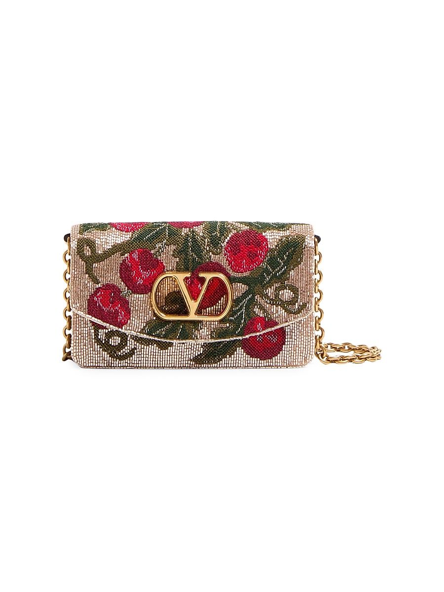Women's Vain Embroidered Shoulder Clutch - Beige Multicolor