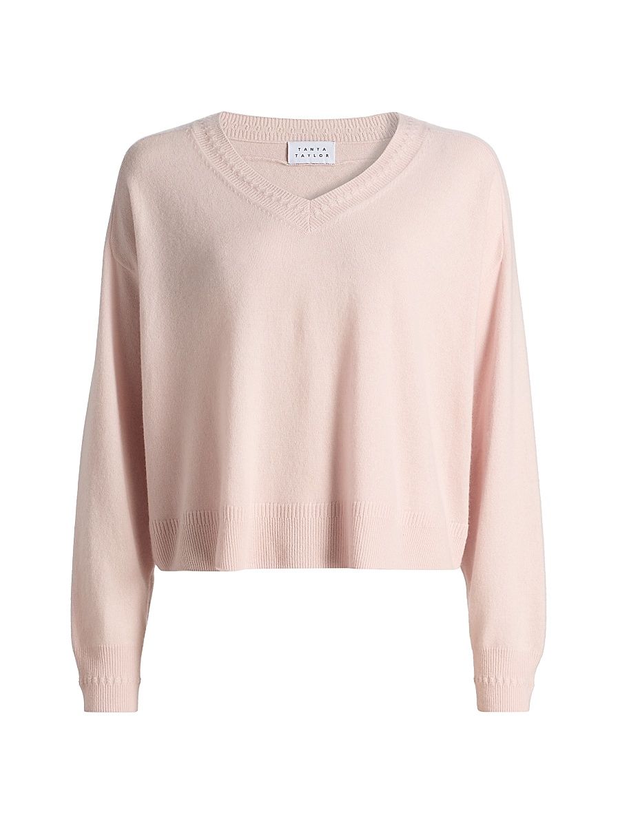 Women's Audrey Cashmere V-Neck Sweater - Baby Pink - Size XL