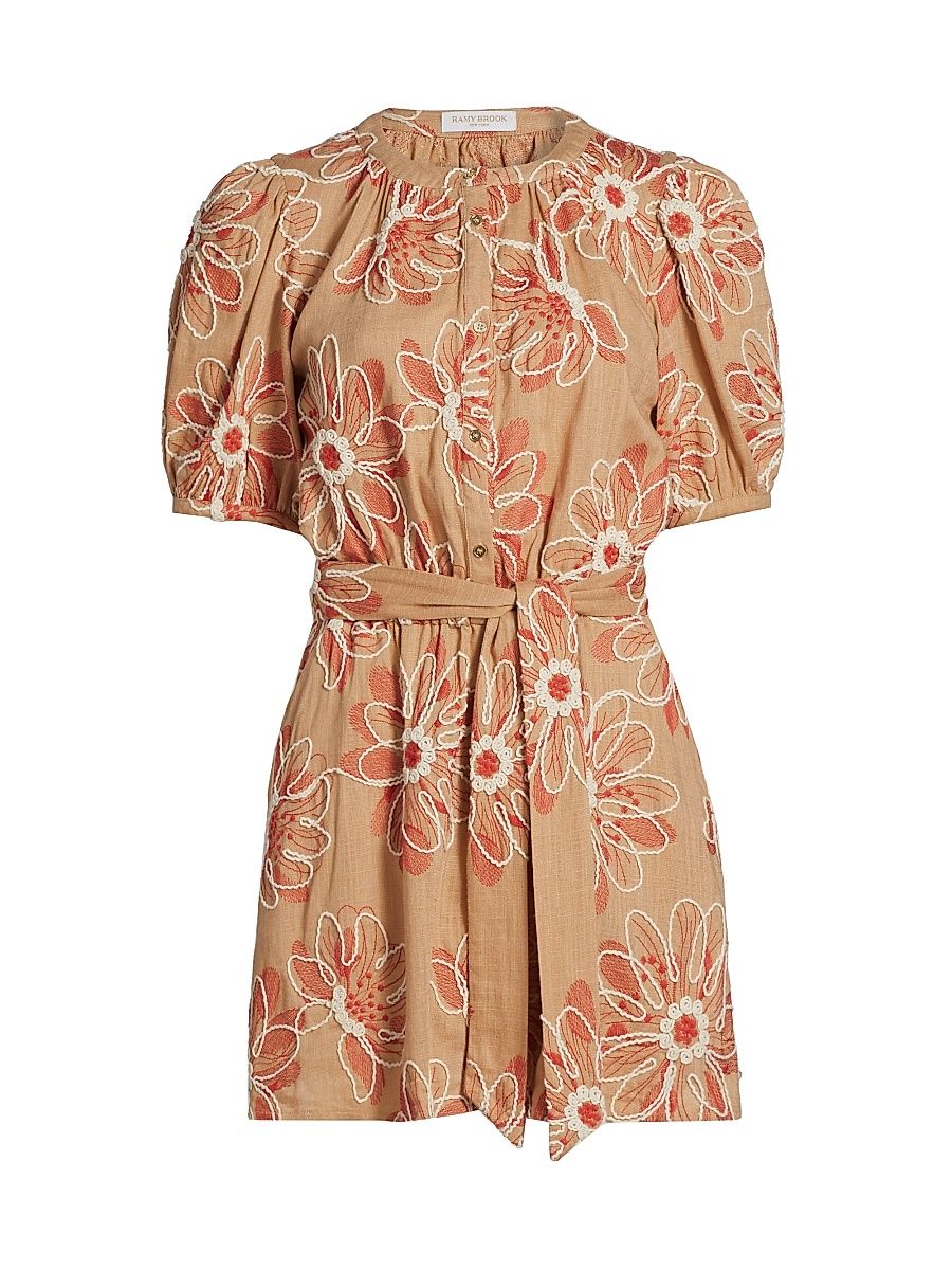 Women's Selby Floral Tie-Waist Minidress - Natural Fleur - Size XL