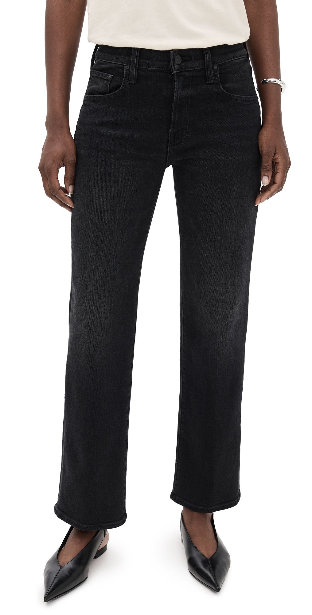 MOTHER The Mid Rise Rambler Zip Flood Jeans Spiked Hair Art Flair 26