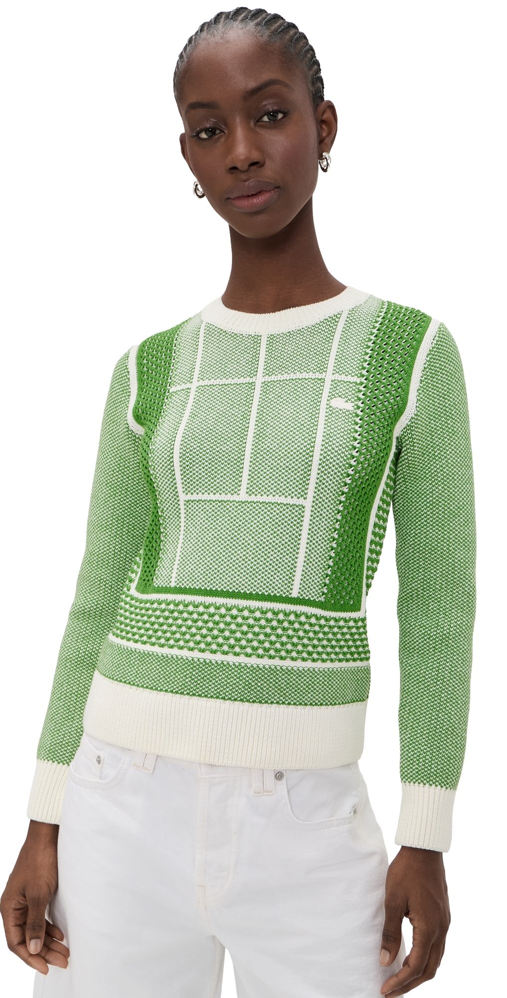 Lacoste Tennis Court Graphic Sweater Flour/Billiard Green 0