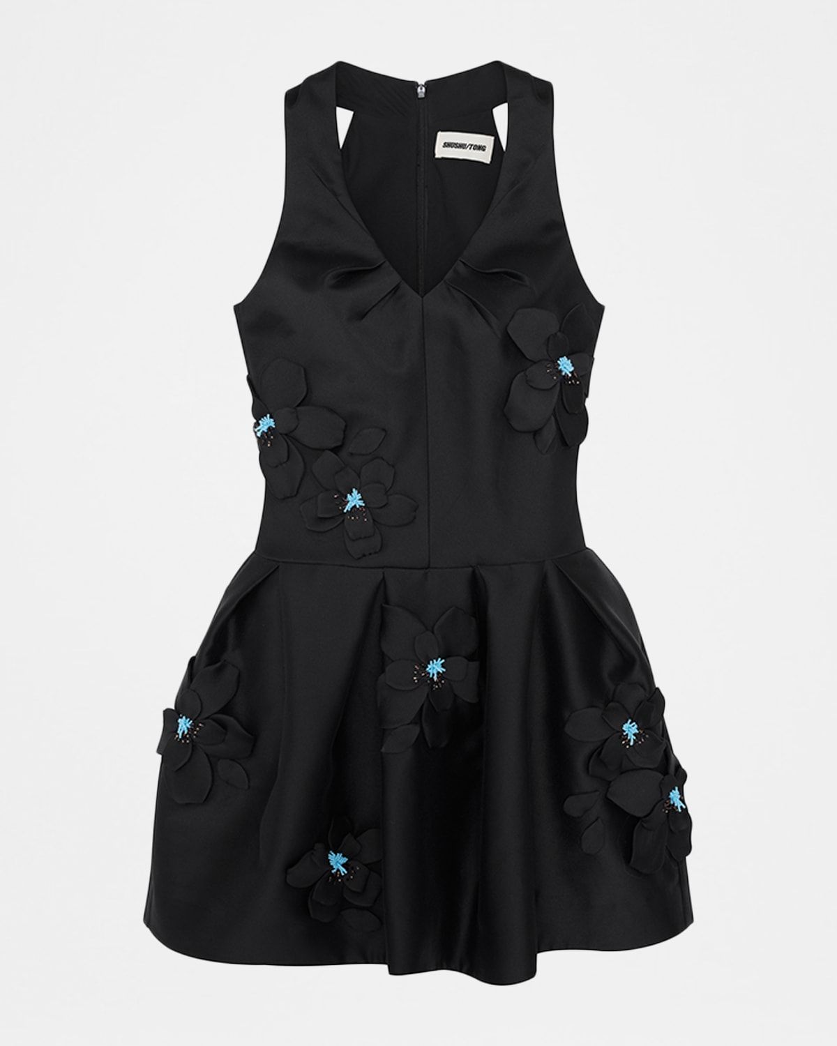 Floral Beaded Satin Halter Dress