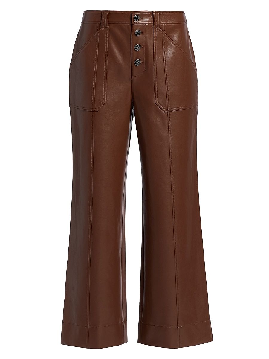 Women's Benji Faux Leather Pants - Dark Sepia - Size 14