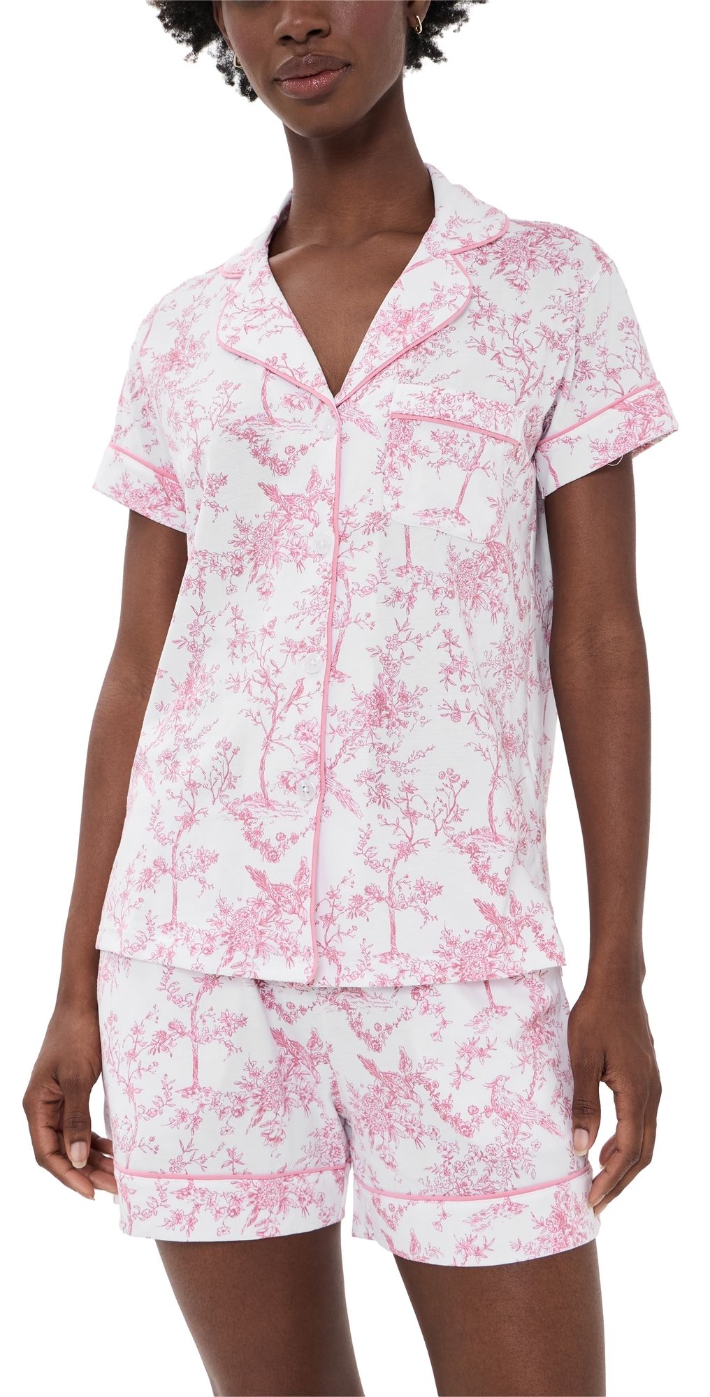 Petite Plume Pima Short Sleeve Sleep Set Pink L