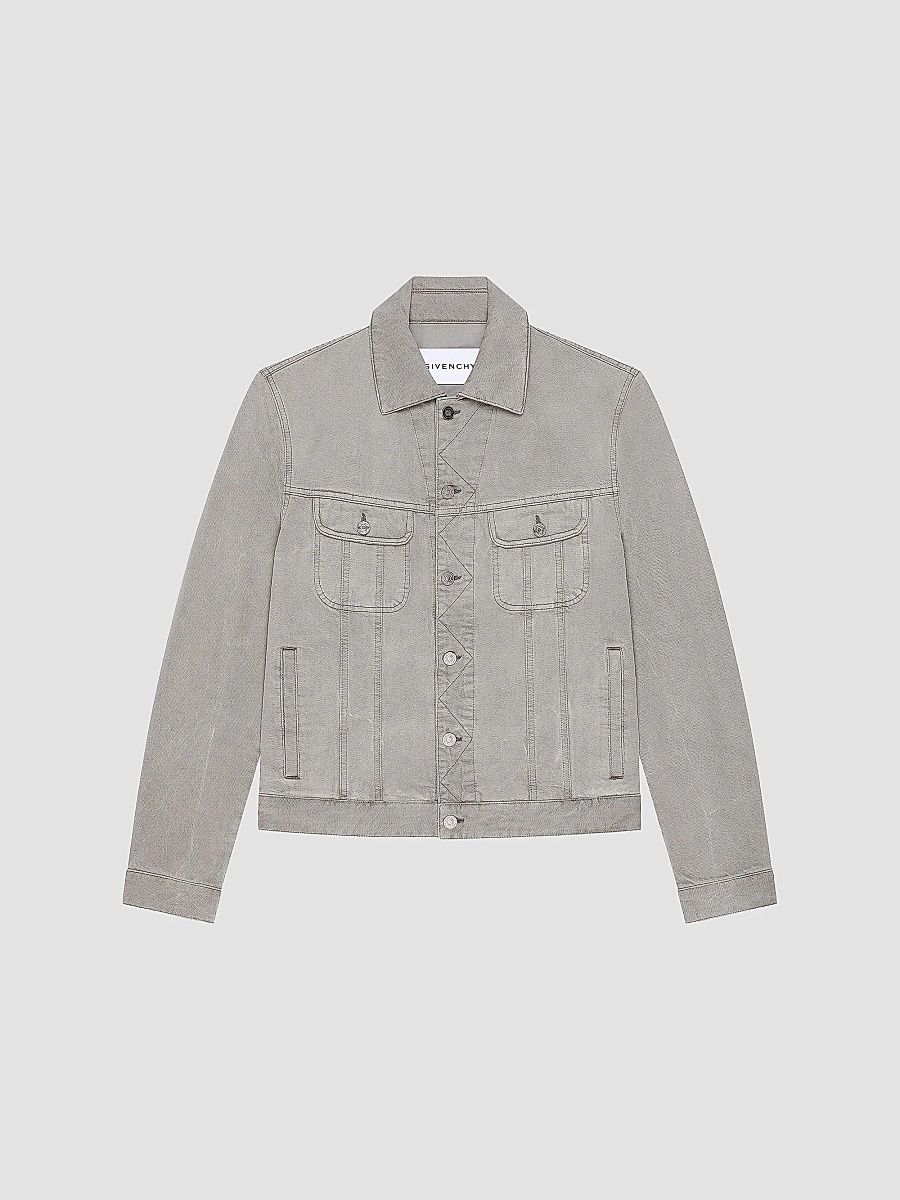 Givenchy Men's Jacket in Denim with Crease Effect - Cloud Grey - Size XXL