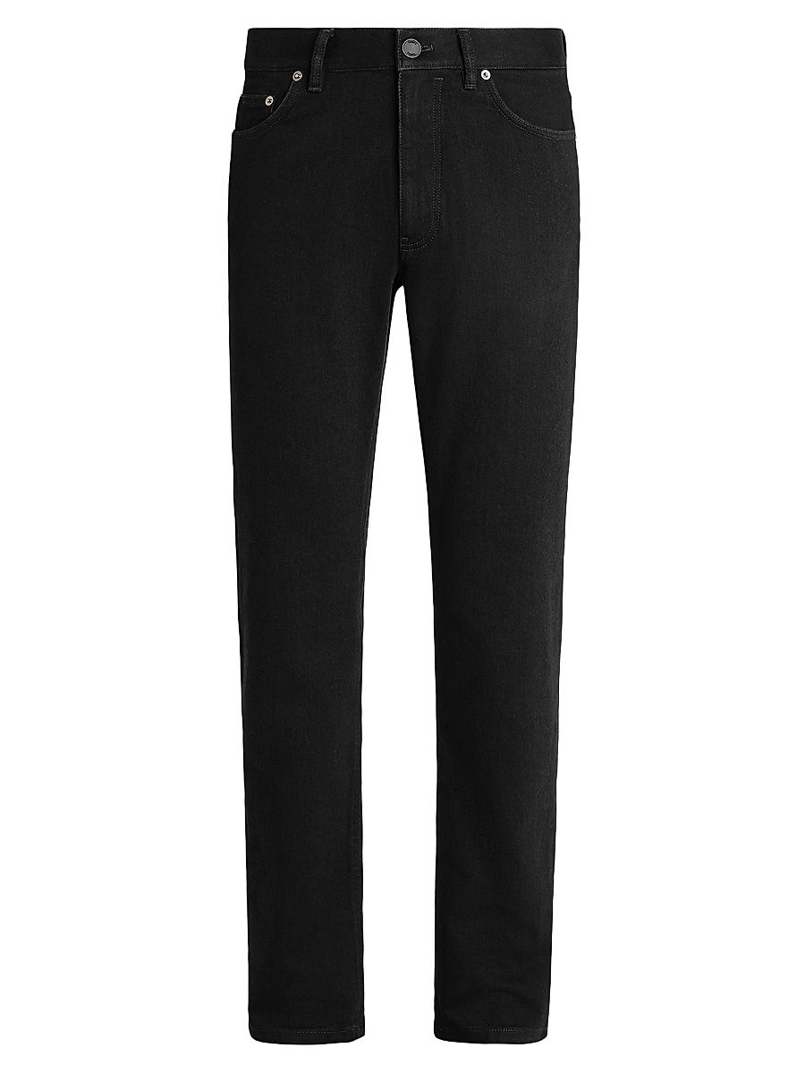 Men's Rinse-Washed Stretch Cotton Roccia Jeans - Black - Size 40