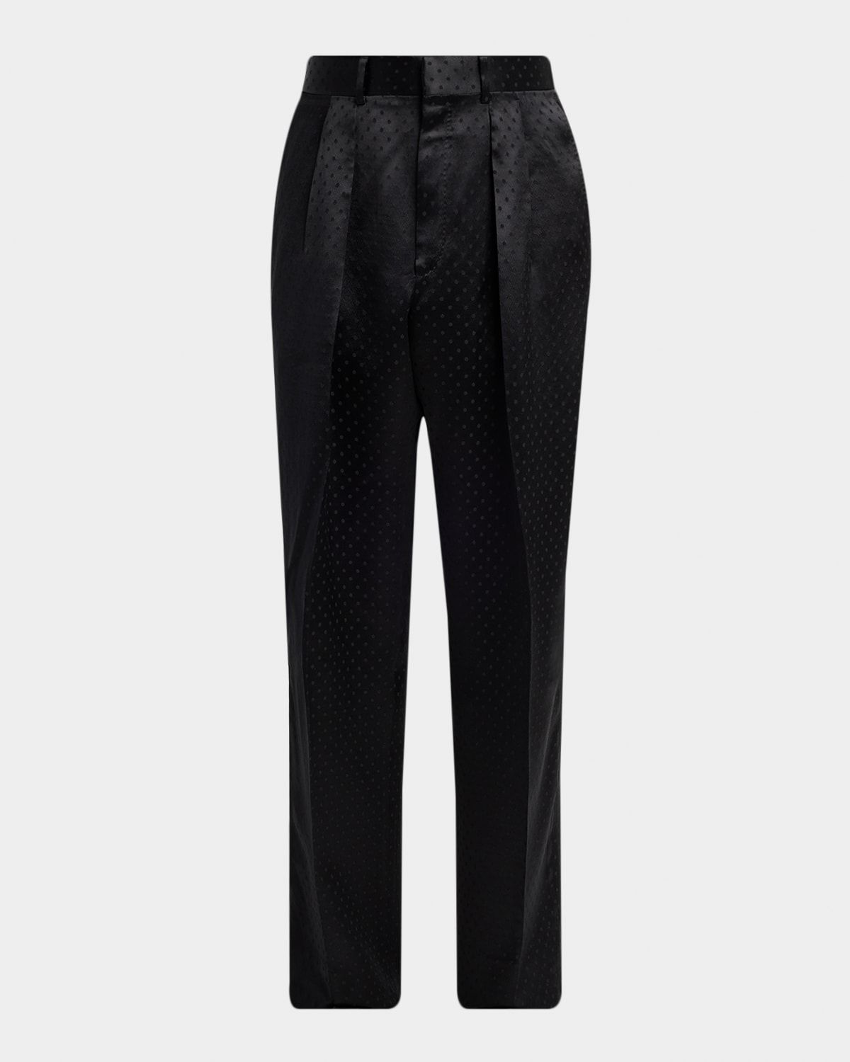 Men & apos;s Satin Polka Dot Jacquard Double-Pleated Pants