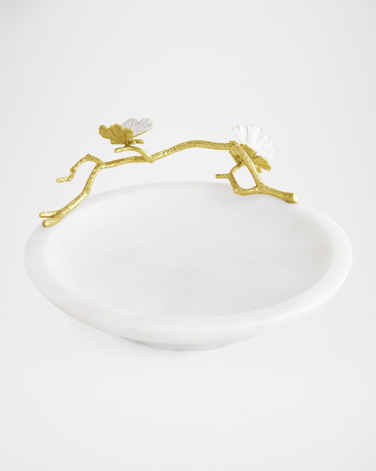 Butterfly Ginkgo White & Gold Trinket Dish