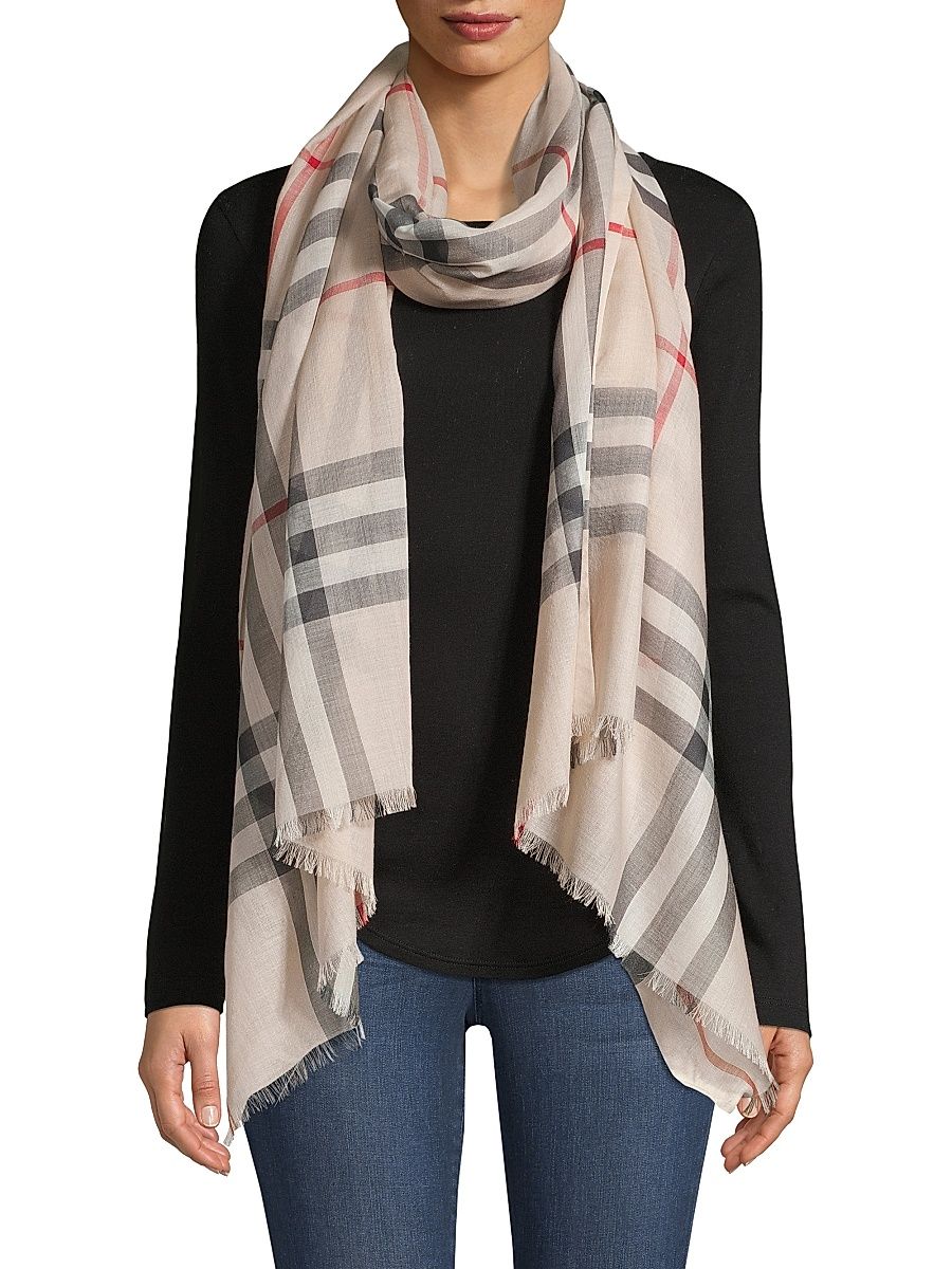 Women's Giant Check Gauze Scarf - Heritage Stone