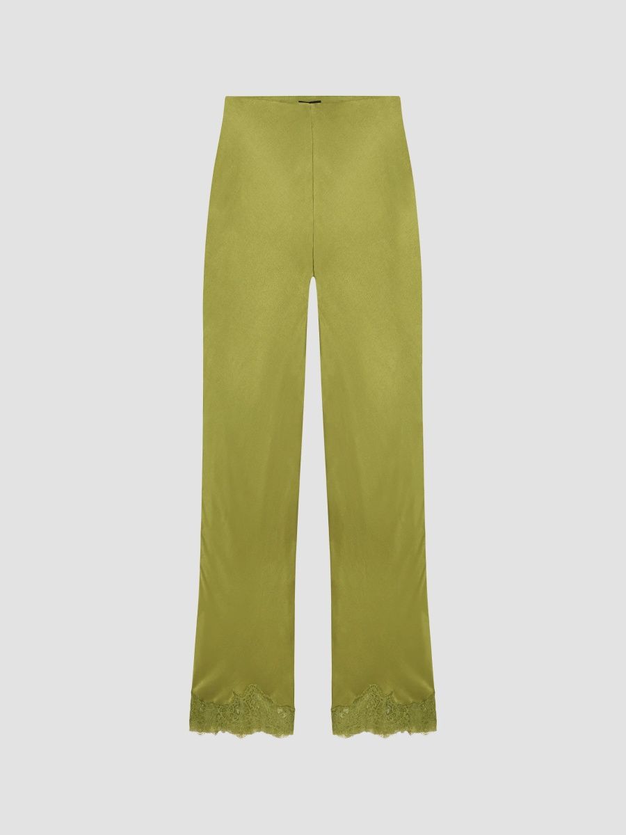 Rails Women's Silvi Satin & Lace Straight-Leg Pants - Celery - Size Large