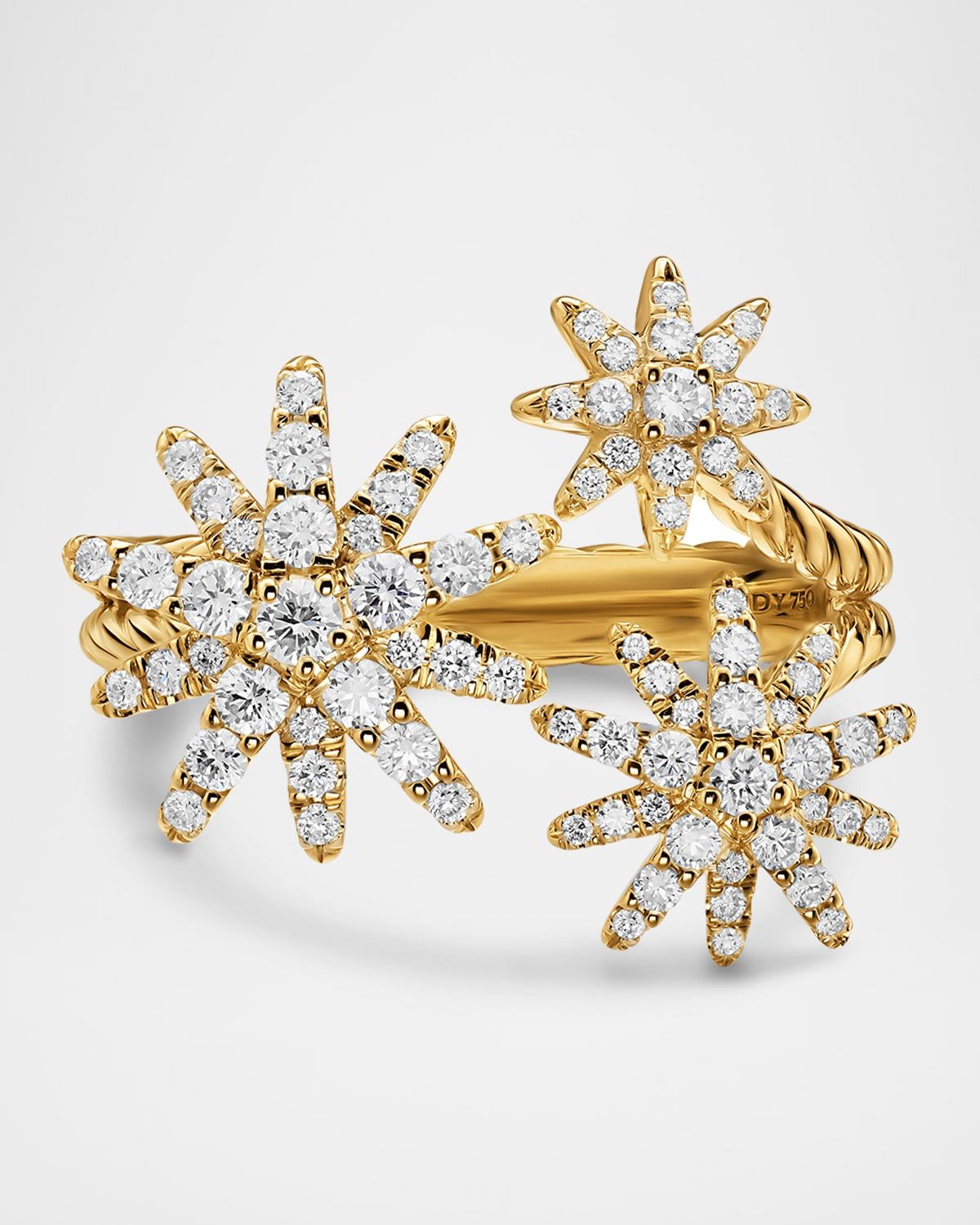 Starburst Multi Star Ring with Diamonds in 18K Gold, 17.7mm