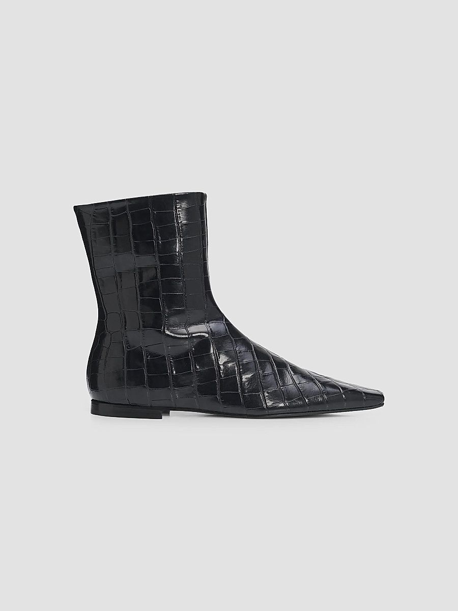 Toteme Women's Croc-Embossed Leather Chelsea Boots - Black - Size 8