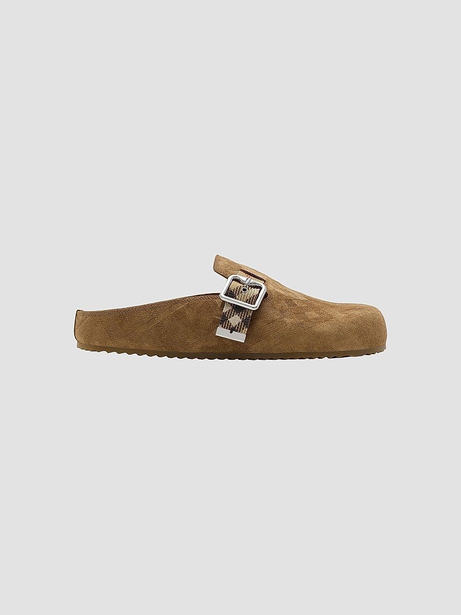 Burberry Women's Urchin Suede Check Clogs - Jute - Size 10