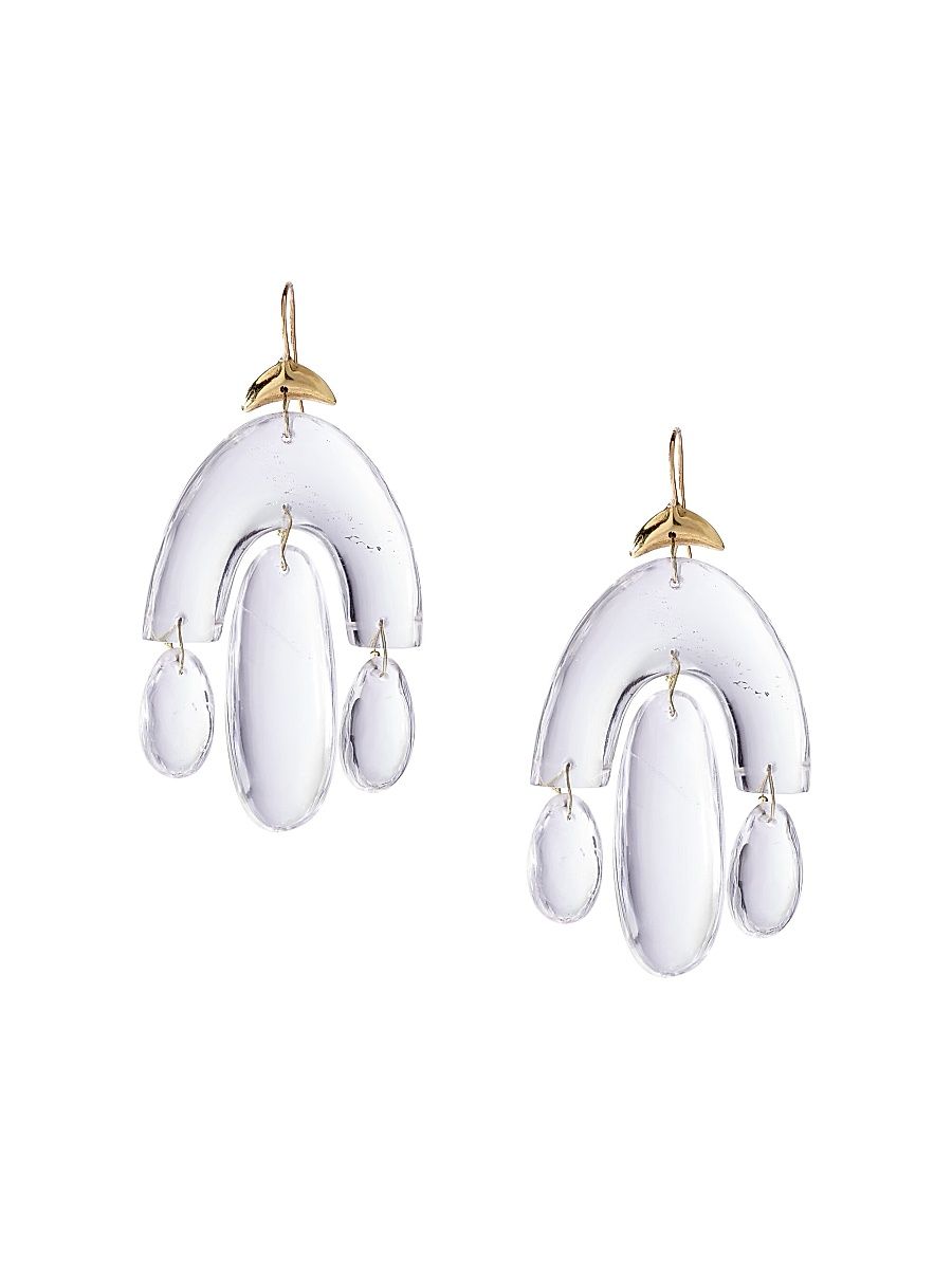 Women's 18K Yellow Gold & Crystal Small Chandelier Earrings