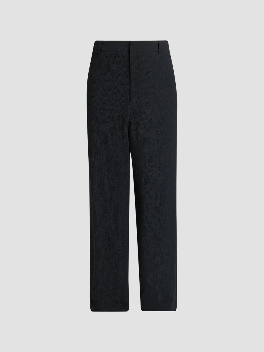 Giorgio Armani Men's Seersucker Wide-Leg Trousers - Black Beauty - Size 40