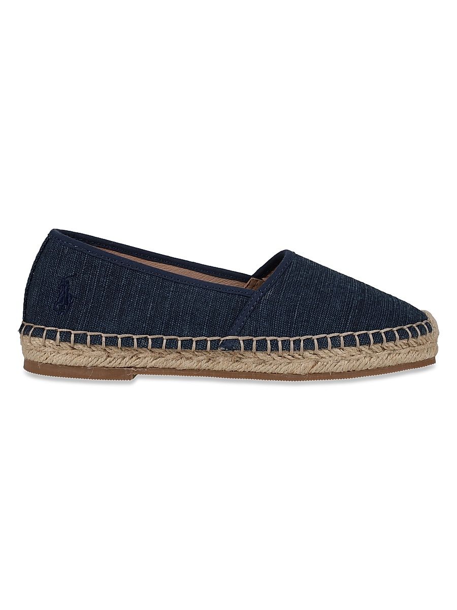 Baby Girl's & Girl's Woven Espadrille Flats - Navy Washed Canvas - Size 6.5 (Toddler)