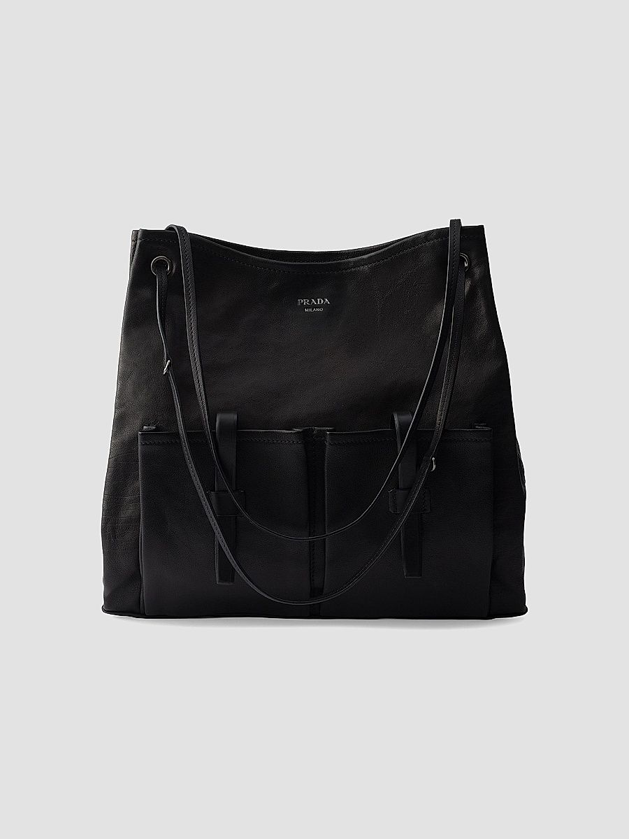 Prada Women's Route Large Leather Shoulder Bag - Black