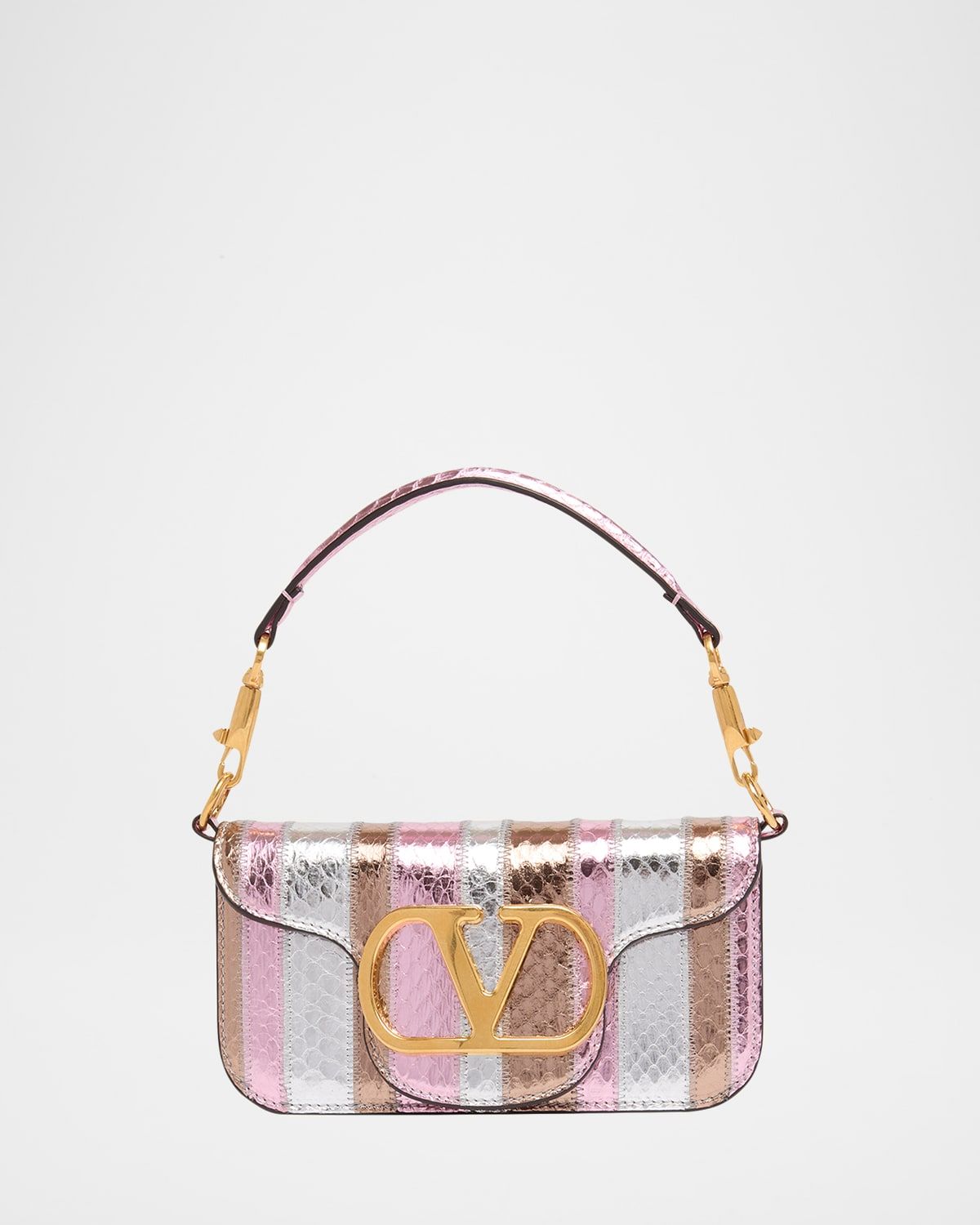 Small Striped Snakeskin Leather Shoulder Bag