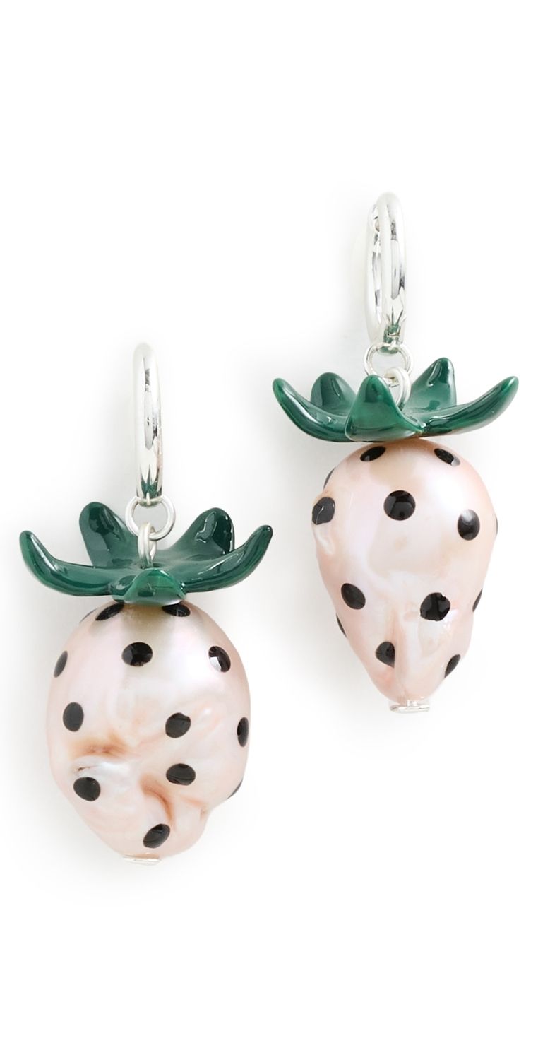 Tory Burch Curiosity Strawberry Earrings Light Silver/Pink One Size