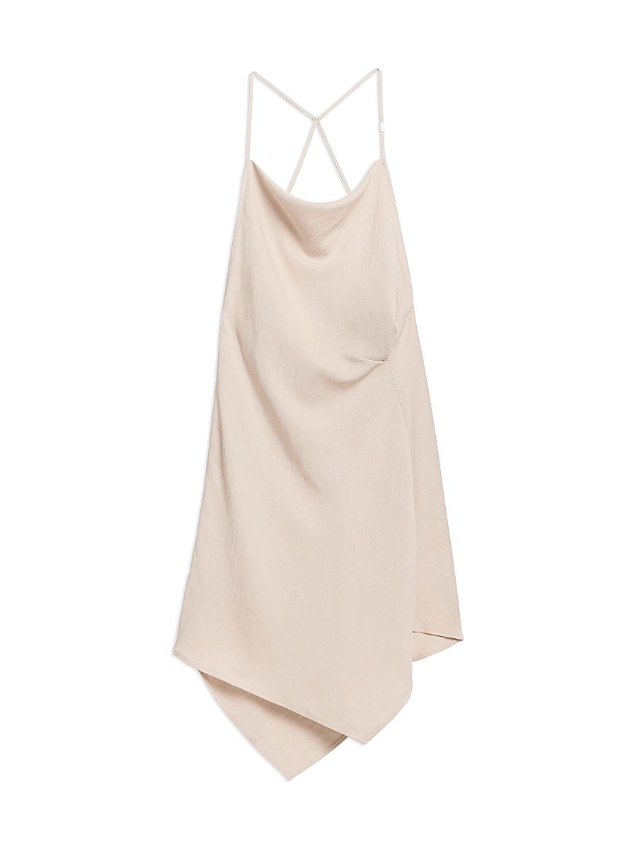 Women's Knot Open Back Asymmetric Mini-Slipdress - Ivory - Size 8
