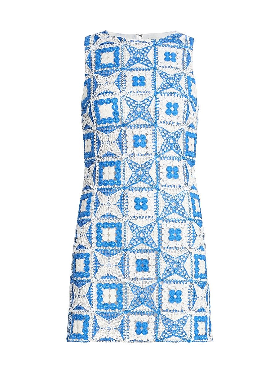 Women's Clyde Geometric Cotton-Blend Minidress - Blue Iris - Size 14