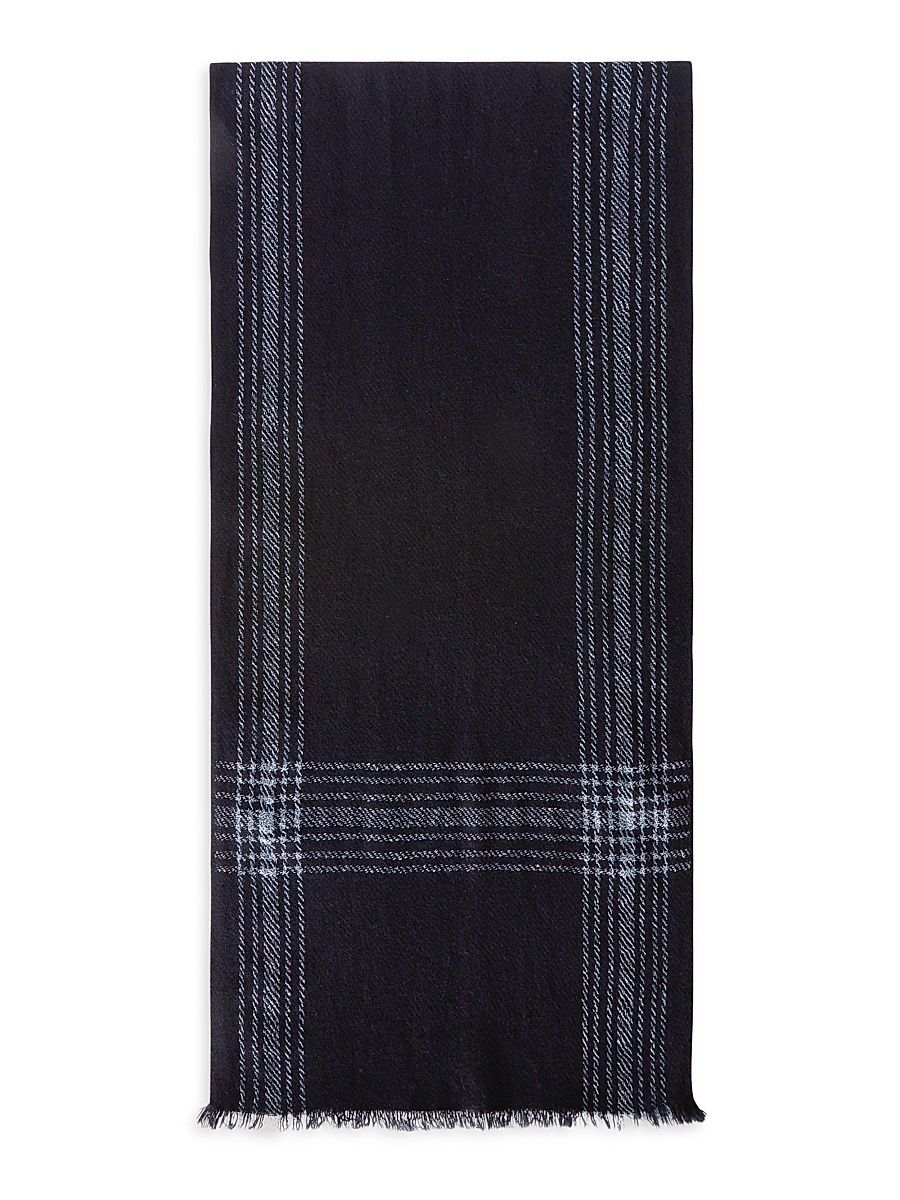 Men's Plaid Cashmere-Blend Scarf - Blue Navy Glory Blue