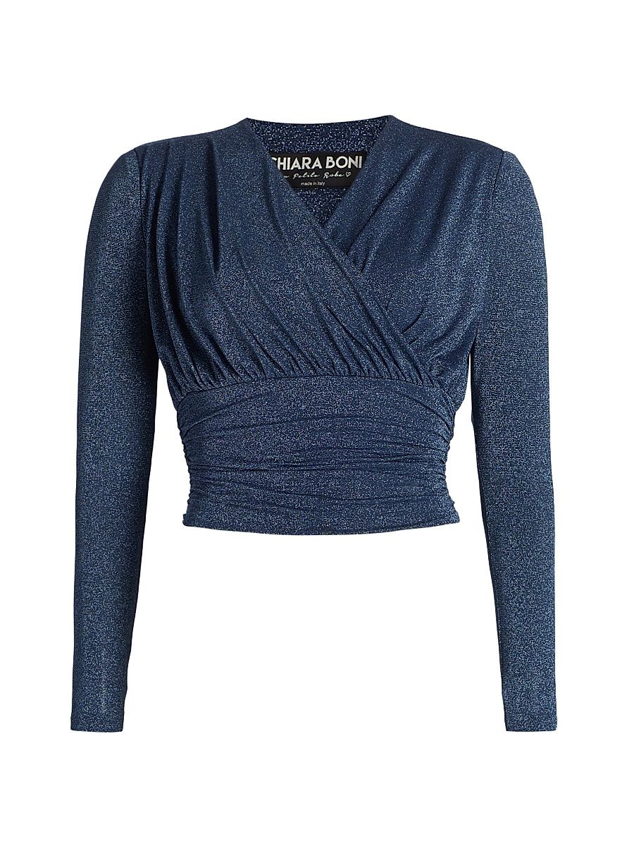 Women's Jazetta Ruched Surplice Top - Retro Blue - Size 6