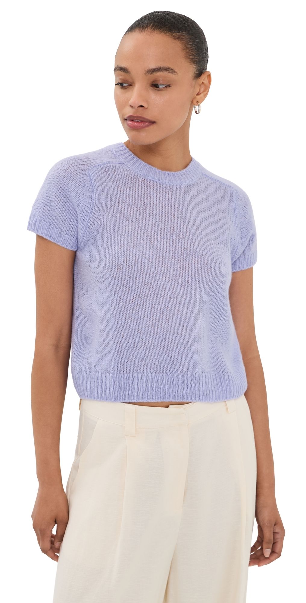 LISA YANG Siona Cashmere T-Shirt Soft Lavender 1