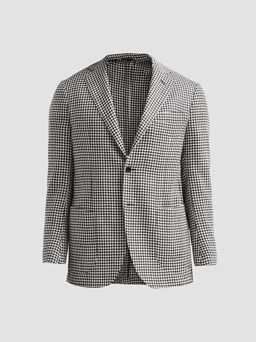 Sartorio Napoli Men's Houndstooth Wool-Alpaca-Silk Sport Coat - Black - Size 40