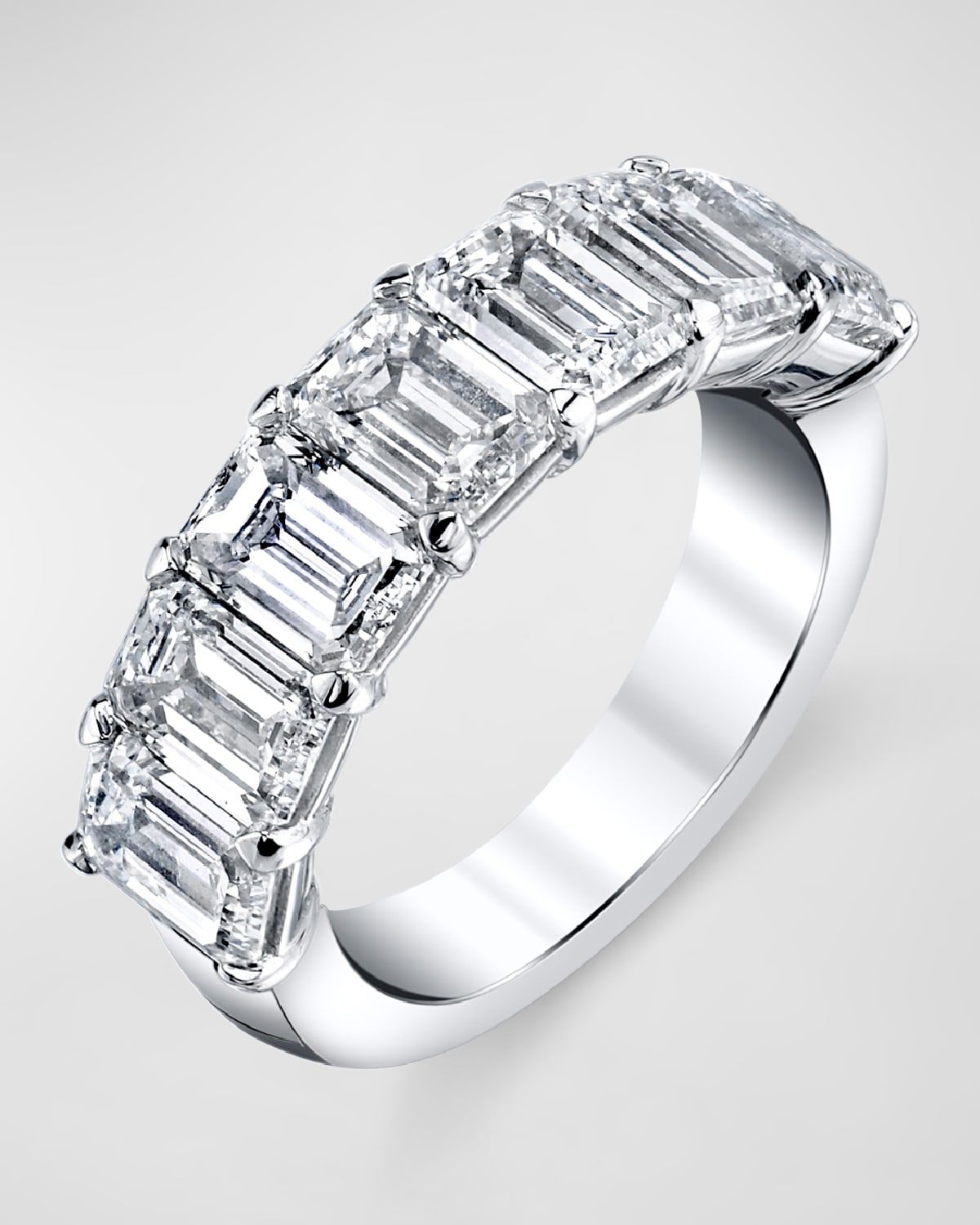 Platinum 7 Stone Band with Emerald Cut Diamonds, 2.30ct