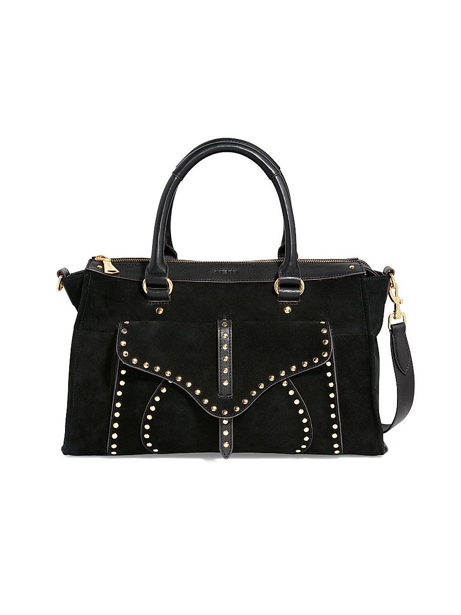 Women's Amour Suede Satchel Top Handle Bag - Black