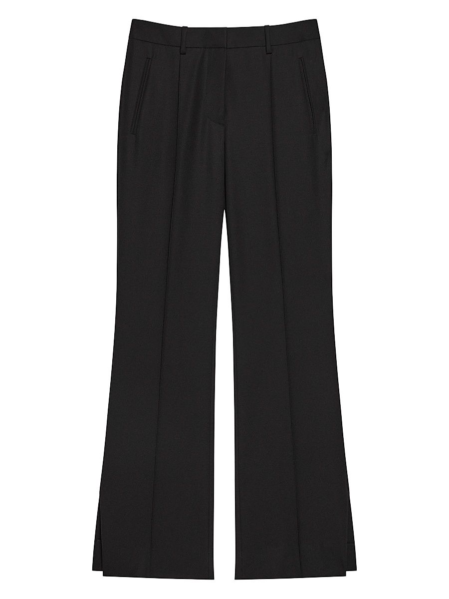 Women's Wool Boot-Cut Pants - Black - Size 12