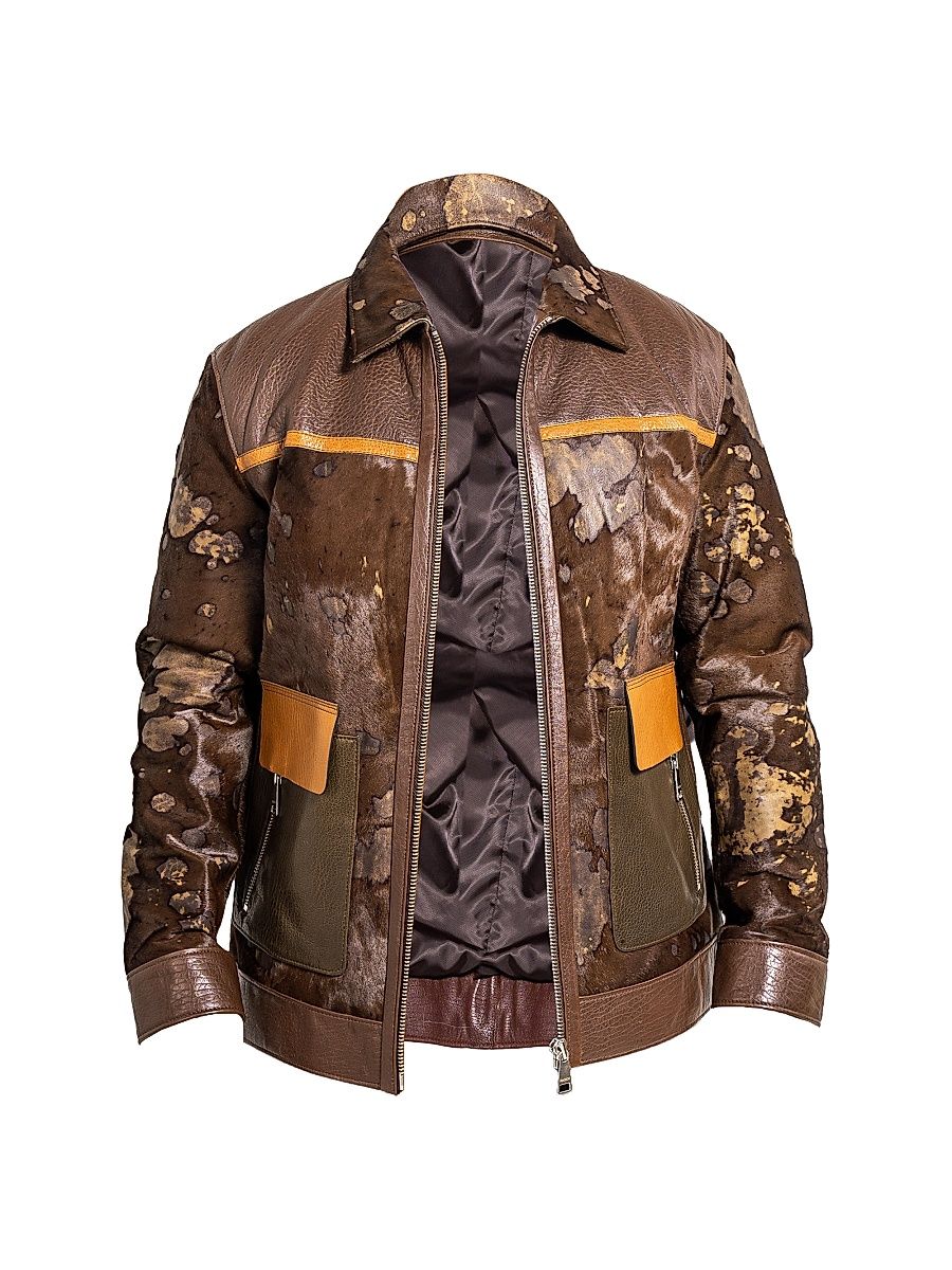 Men's Ascension Leather Jacket - Multicolored - Size XXXL