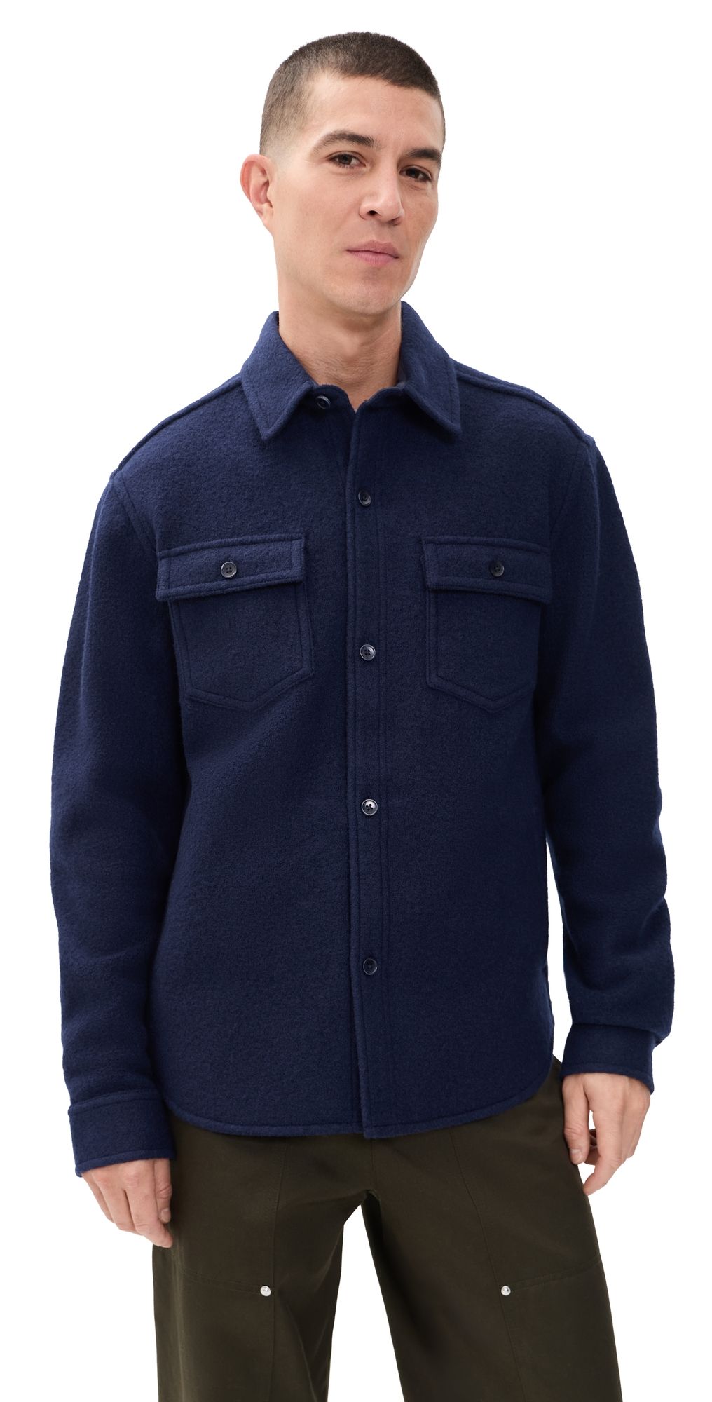 Reigning Champ Boiled Wool Warden Standard Overshirt Navy S