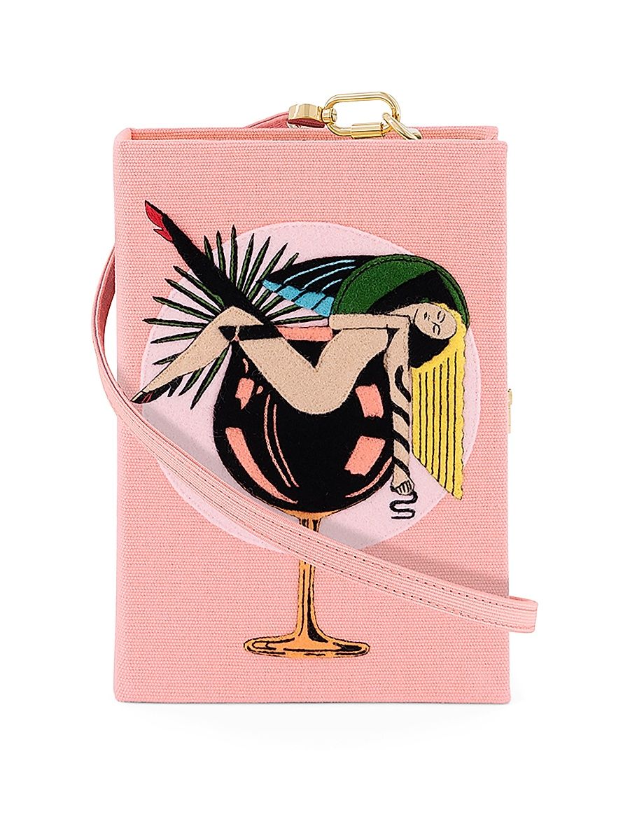 Women's Cocktail Embroidered Book Clutch - Camel