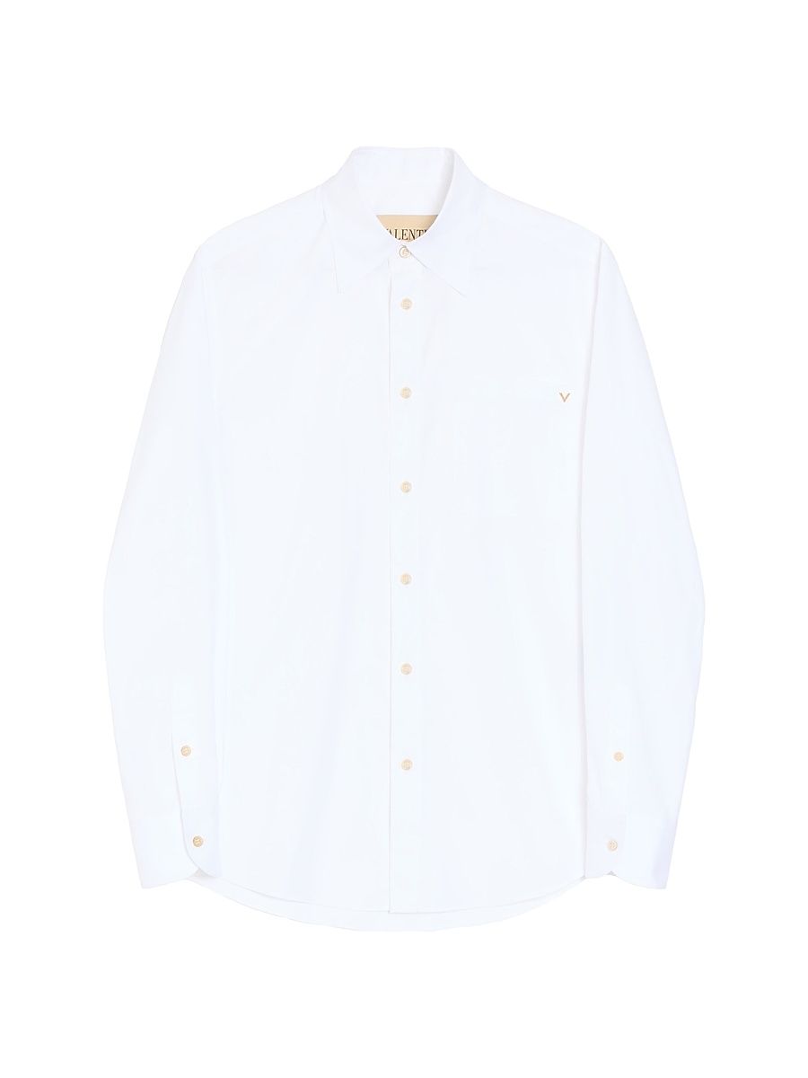 Men's Oxford Cotton Shirt with VGold - White - Size 16.5