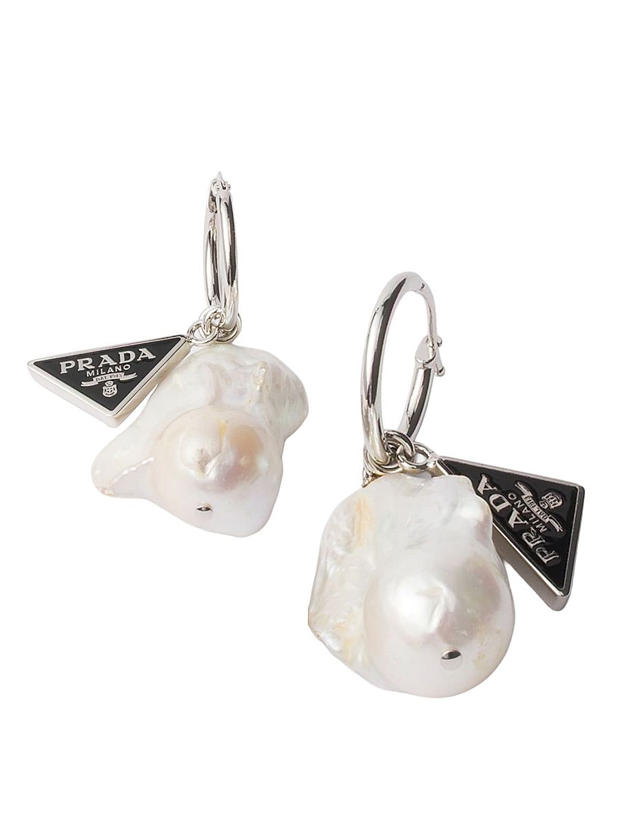 Women's Metal and Pearl Earrings - Multicolored
