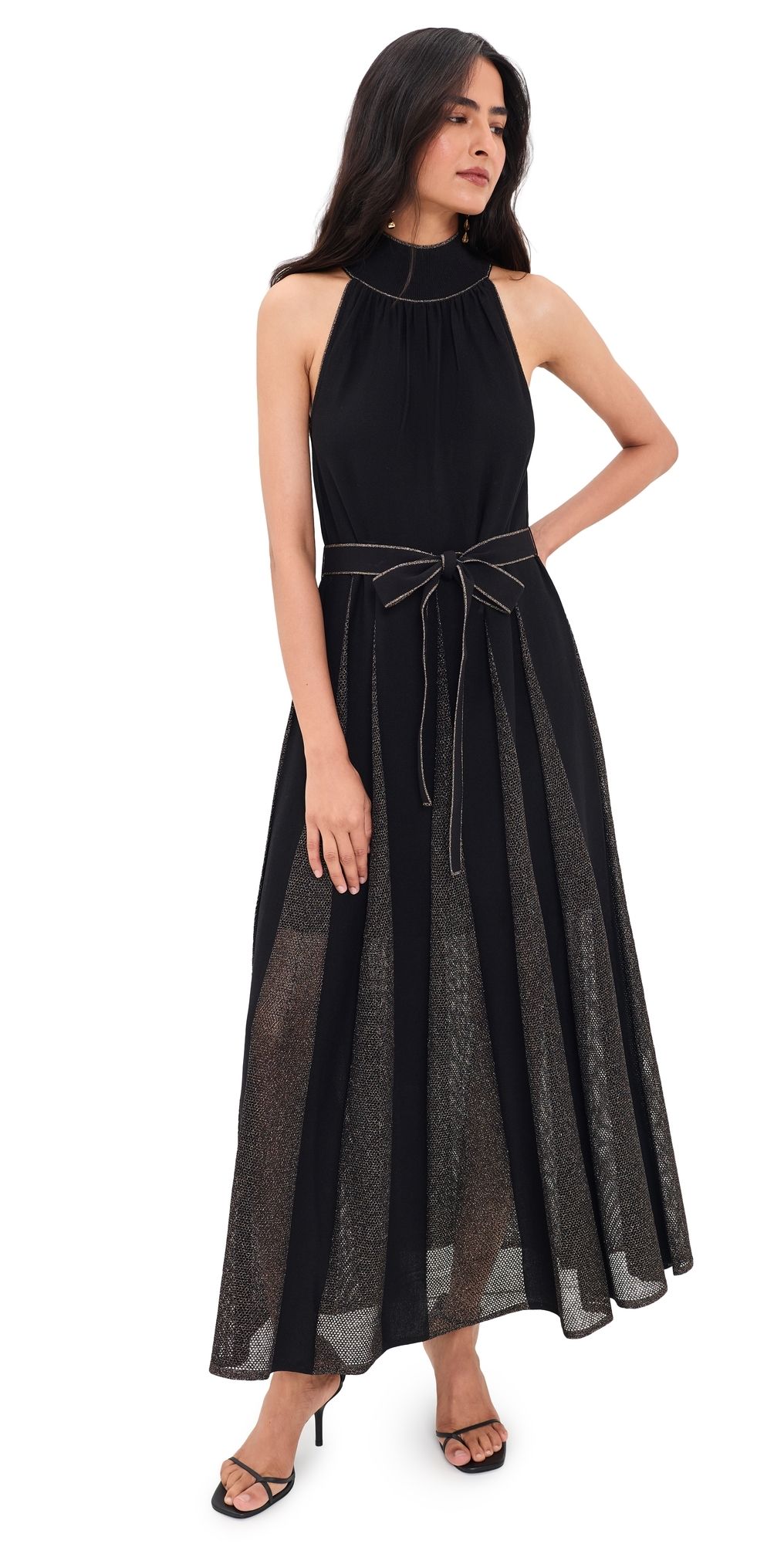 Zimmermann Valiant Metallic Halter Dress Black/Gold 3