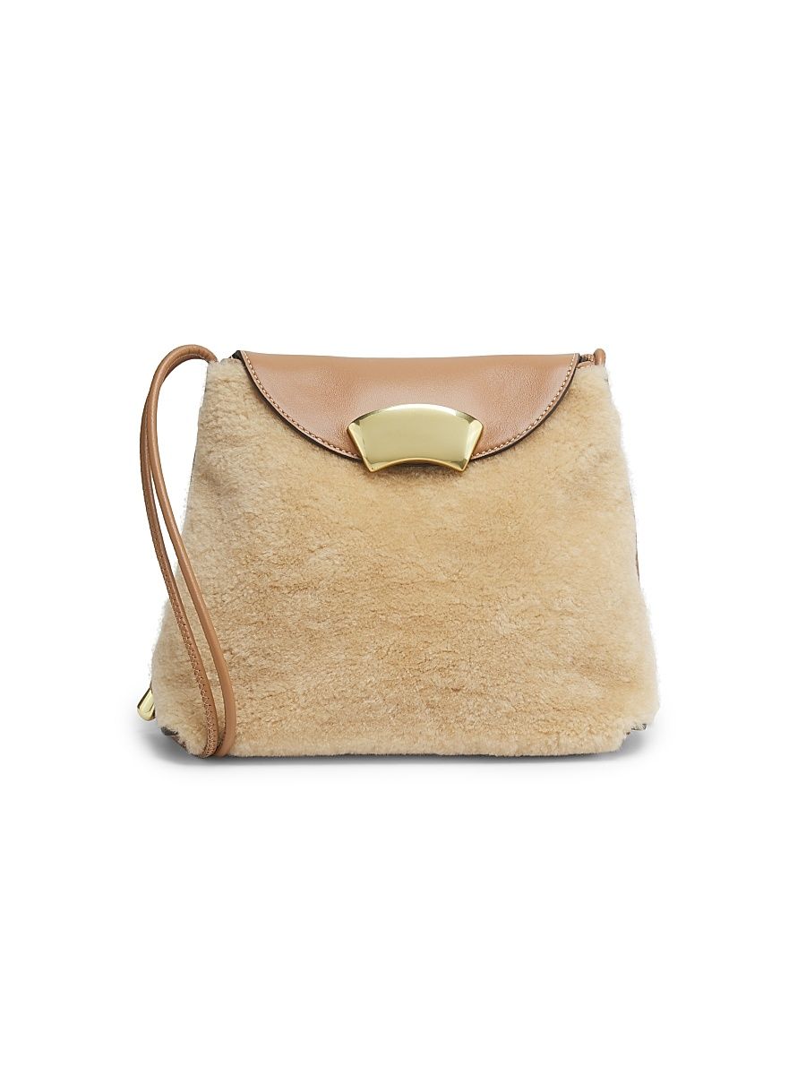 Women's ID Petite Shearling & Leather Shoulder Bag - Ivory Camel