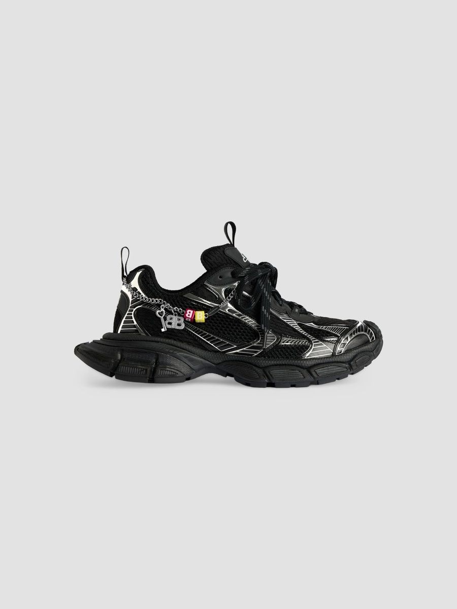 Balenciaga Women's 3XL Sneakers with Charms - Black Silver - Size 7