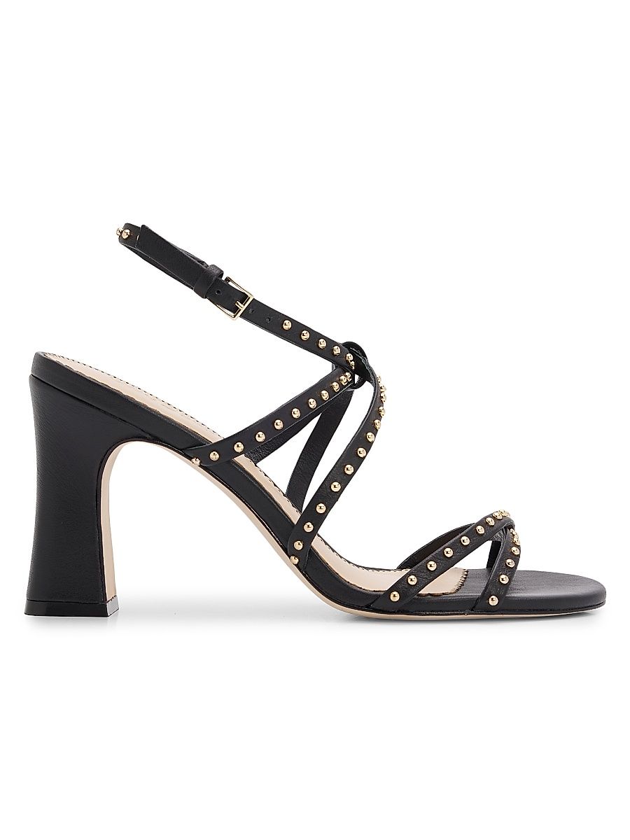 Women's Blair 95MM Studded Leather Sandals - Black Gold - Size 6