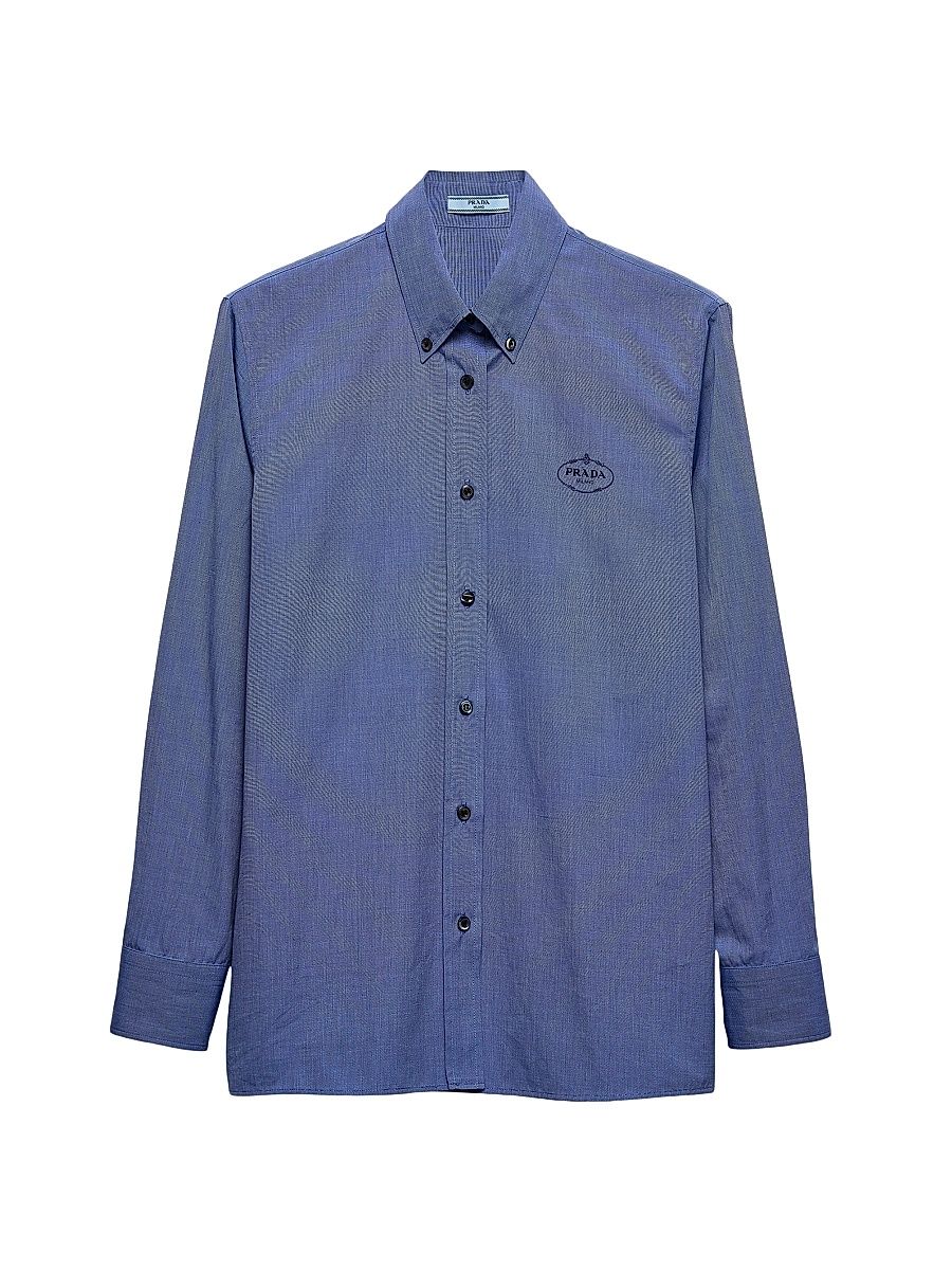 Women's Embroidered Fil-à-Fil Shirt - Blue - Size 4