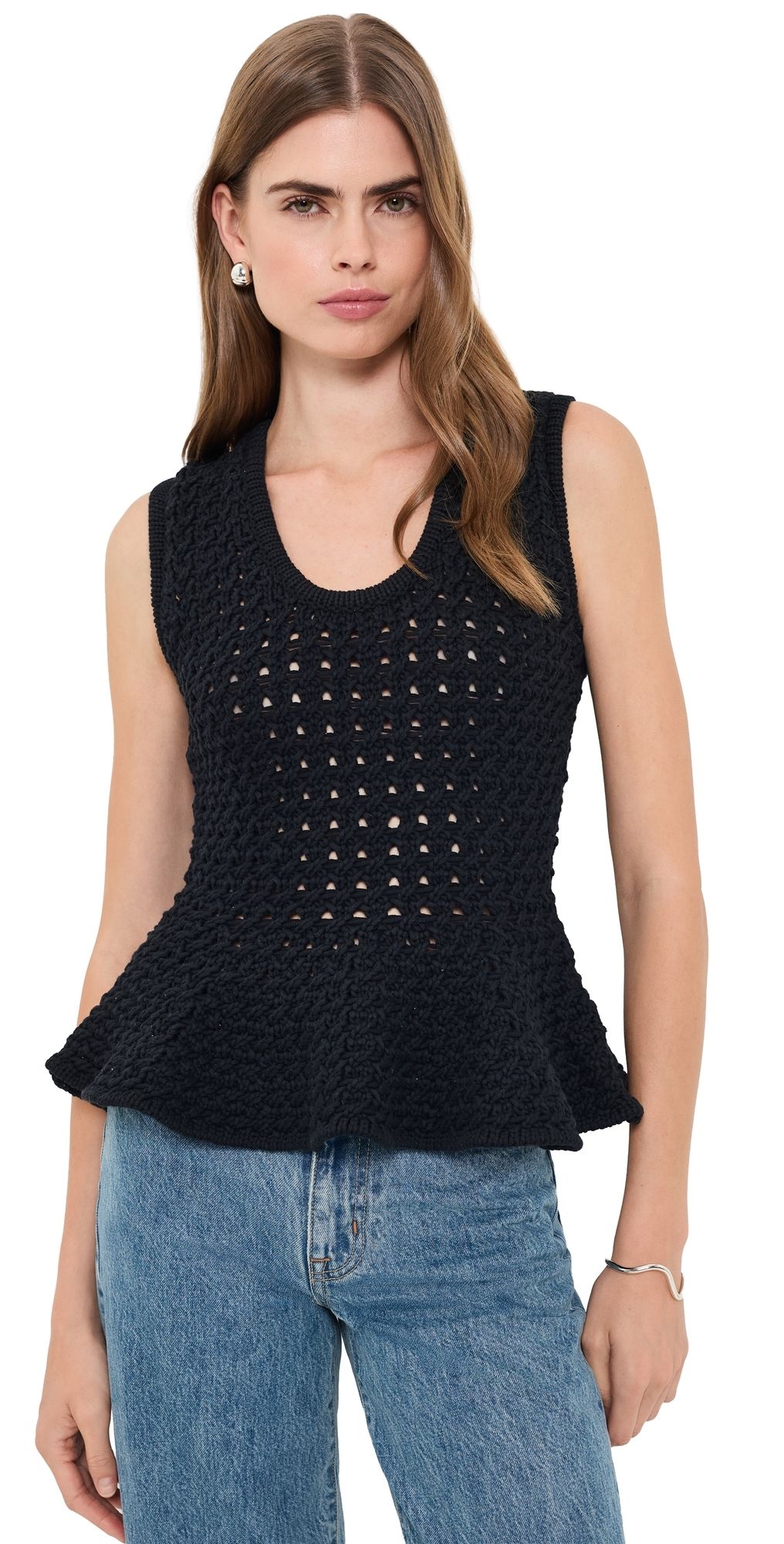 Pistola Anna Peplum Sweater Tank Black XS
