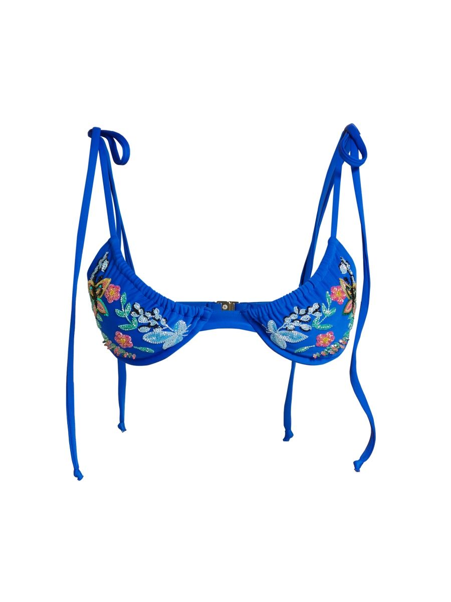 Women's Los Angeles Underwire Beaded Bikini Top - Blue - Size Large