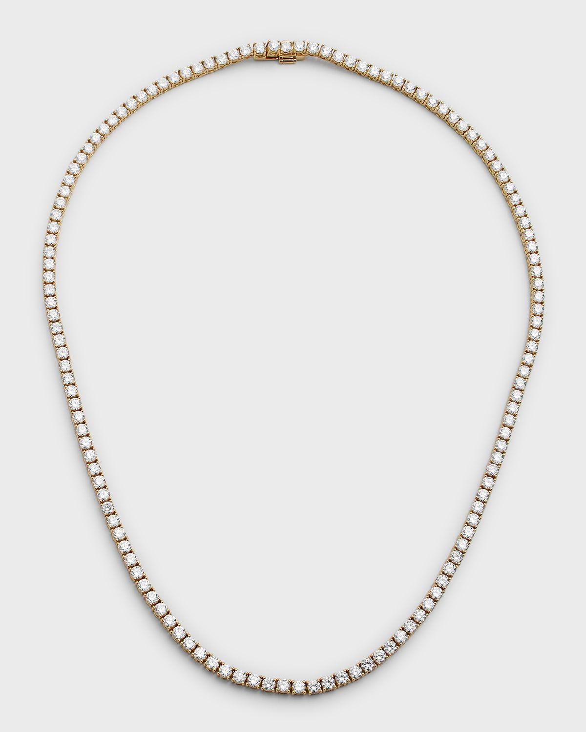 18K Yellow Gold Diamond Tennis Necklace, 17"L, 14.18 ct.