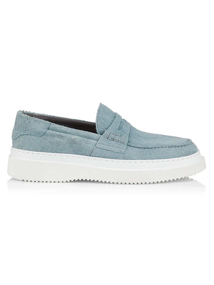 Men's Summer Vibes Suede Platform Penny Loafers - Light Blue - Size 13