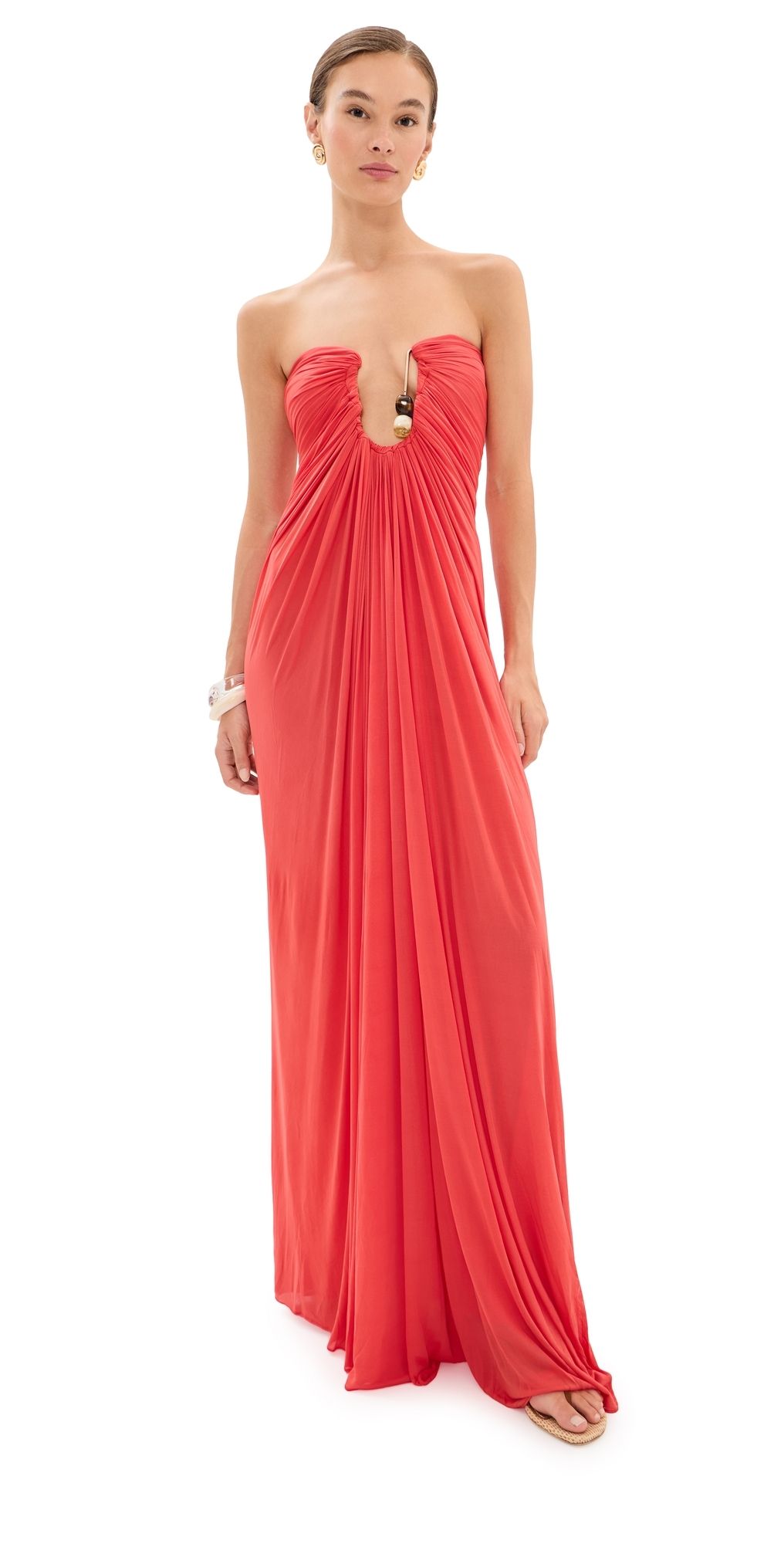 Christopher Esber Helix Crystal Strapless Gown Paprika 10