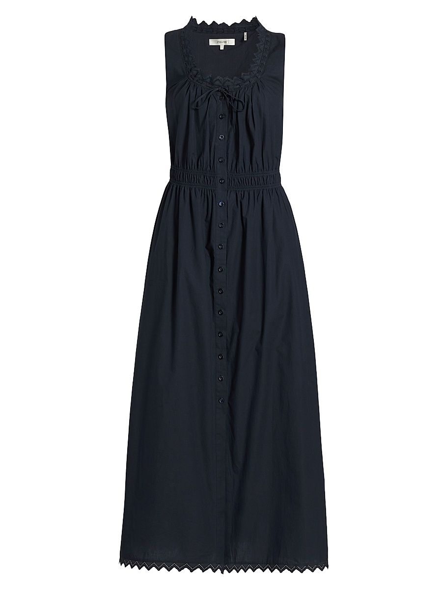 Women's The Serene Cotton Midi-Dress - Navy - Size Large