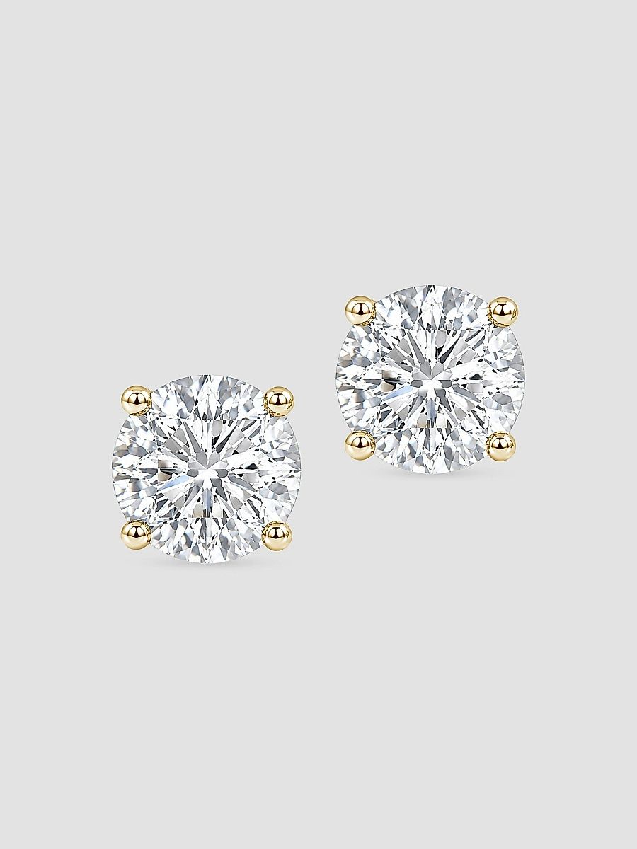 Saks Fifth Avenue Diamonds Women's 18K Gold & 2.00 TCW Lab-Grown Diamond Stud Earrings - Yellow Gold