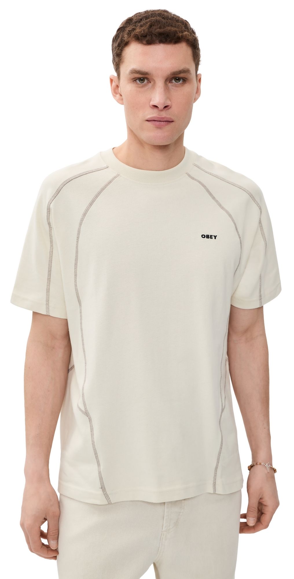 Obey Contrast Stitch Tee Silver Birch XL